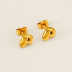 Gold color / 1 Pair Simple Series Elegant Letter P Titanium Steel  Gold Color Women's Stud Earrings Picture16